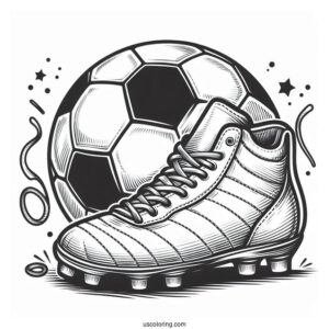 Soccer Boot And Ball To Color