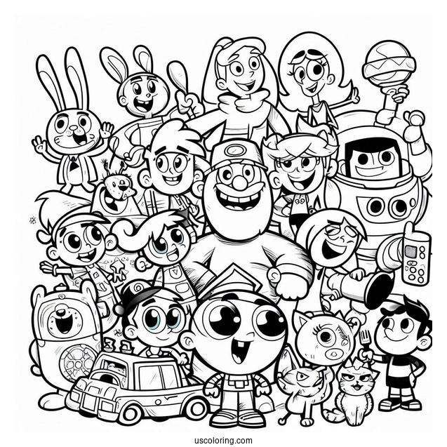 Famous Nickelodeon Coloring Page Of Characters Poster