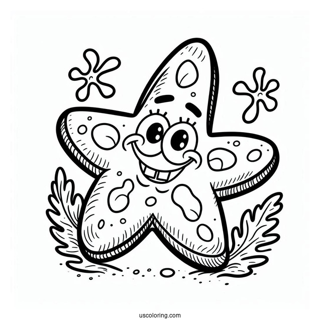 Coloring Page Of Patrik The Starfish For Kids