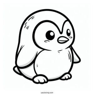 Cute Cartoon Penguin Coloring Sheet