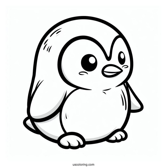 Cute Cartoon Penguin Coloring Sheet