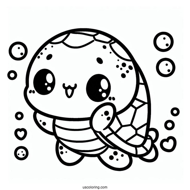 Kawaii Turtle Coloring Page