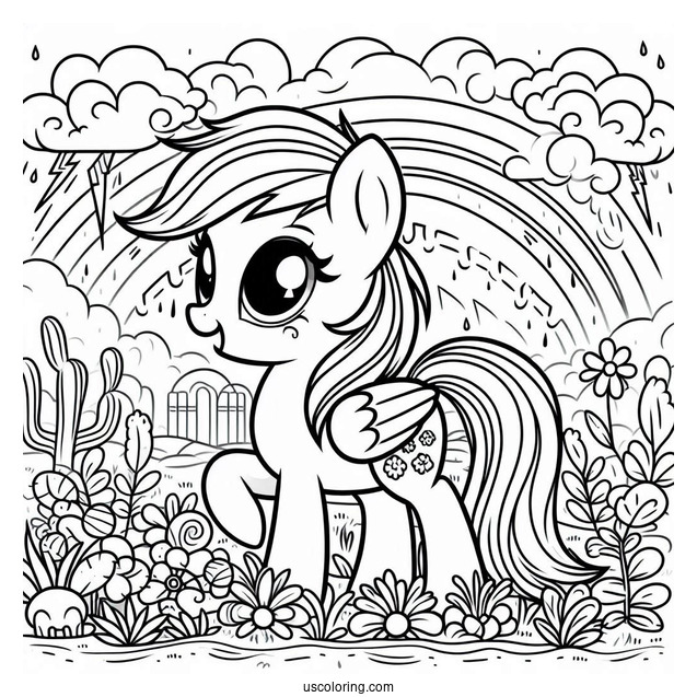 Rainbow Dash Coloring Page In A Thunderstorm For Kids