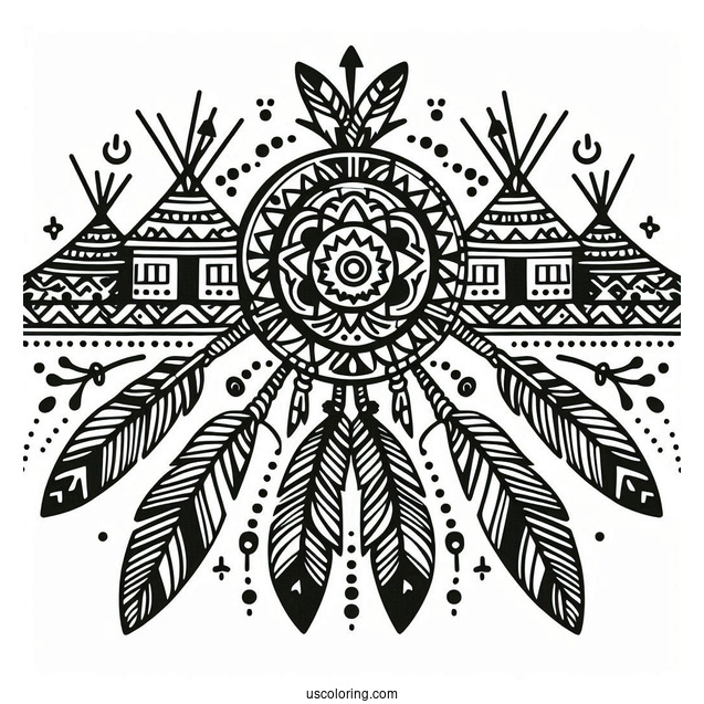Native American Coloring Page Tribal Print