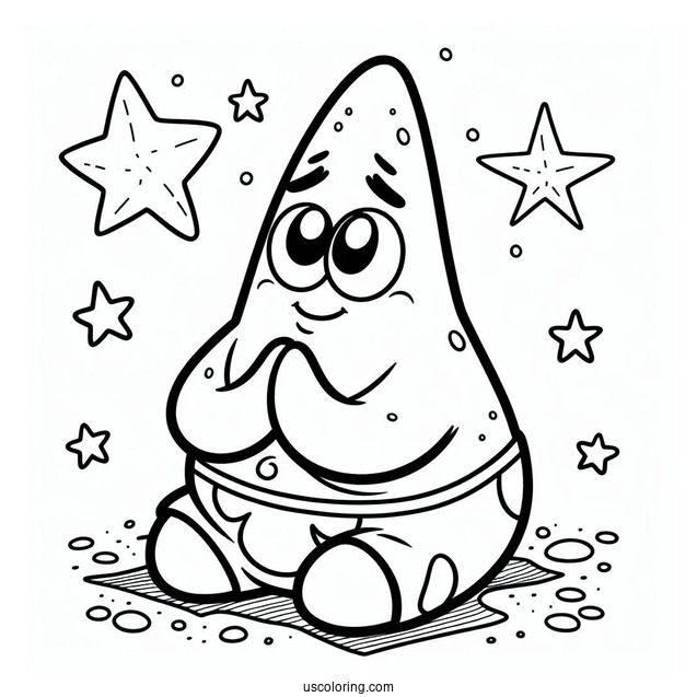 Patrick Star Coloring Page Kneeling On The Ground