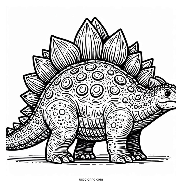 Stegosaurus Coloring Page With Detailed Skin And Dermal Plates