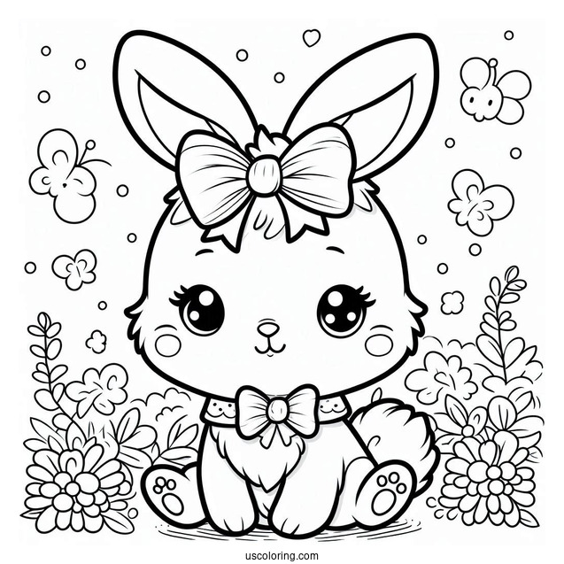 Adorable Little Rabbit Coloring Page With A Bowtie For Preschoolers