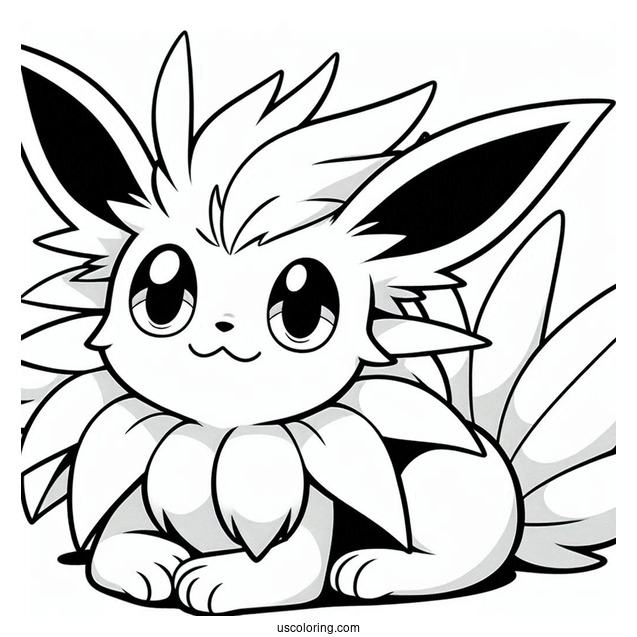 Jolteon Coloring Page Smiling At Sylveon For Kids