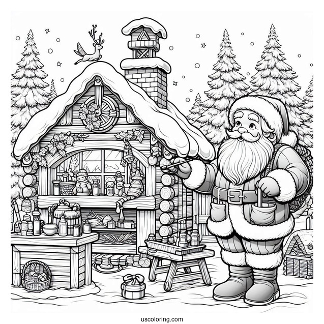 Realistic Santa_s Workshop To Color