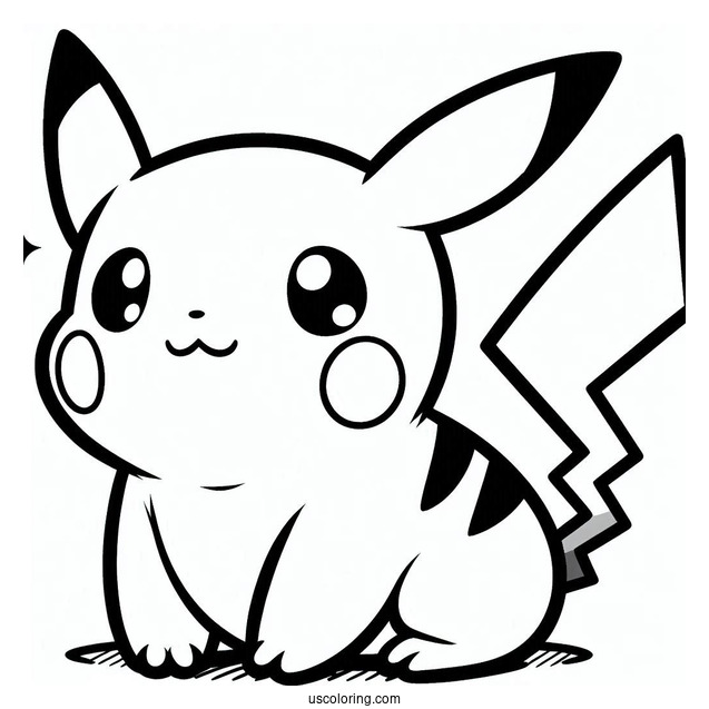 Simple Pikachu Outline For Kids Coloring In