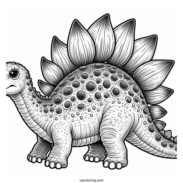 Stegosaurus Coloring Page With Detailed Skin And Dermal Plates