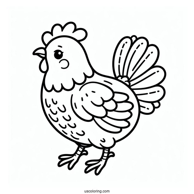 Simple Outline Of a Chicken To Color