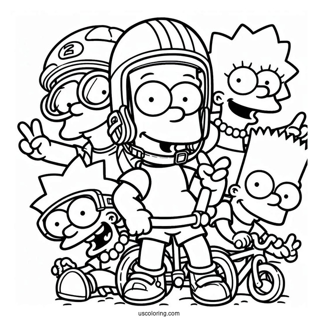 Bart Simpson With Friends Wearing Helmet