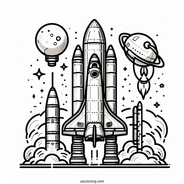 NASA Space Shuttle Discovery Coloring Page