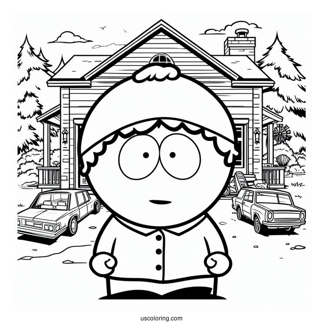 South Park Coloring Page Of Randy Marsh Standing In His Driveway