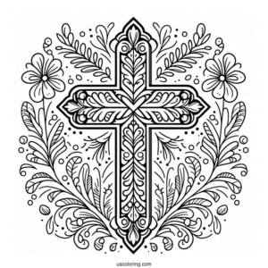 Traditional Style Cross Coloring Sheet