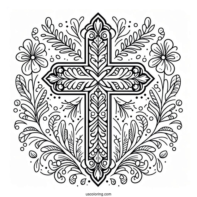 Traditional Style Cross Coloring Sheet