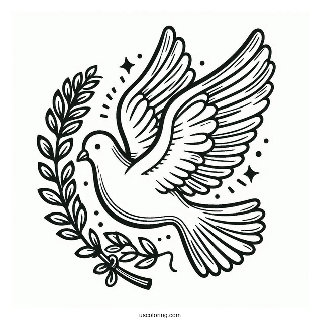Peace Coloring Page Of Dove Carrying An Olive Branch