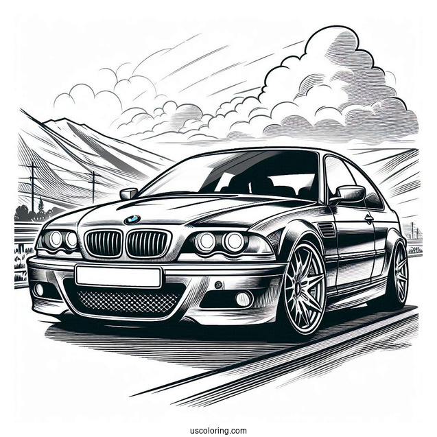 BMW Coloring Page E46 M3 On The Road