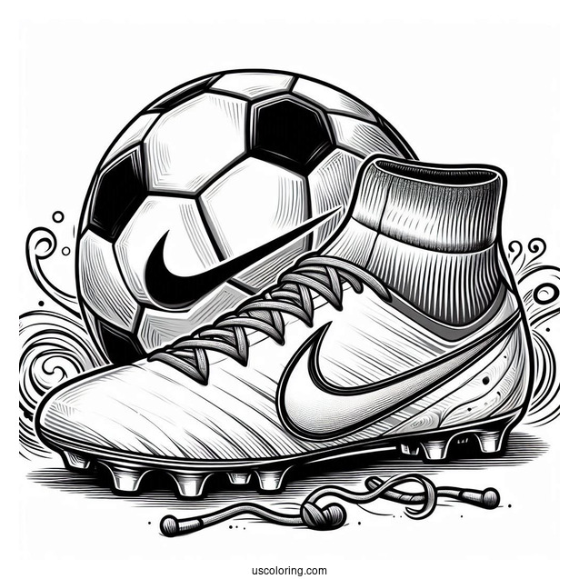 Nike Soccer Boots And Ball To Color