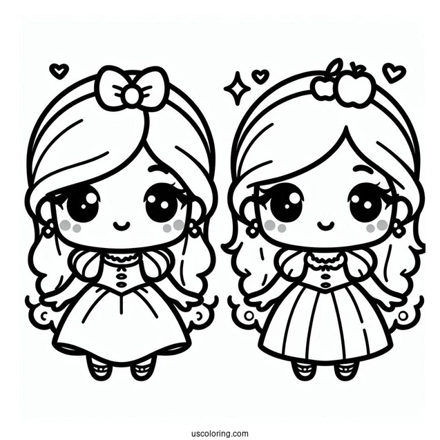 Simple Kawaii Snow White Coloring Page