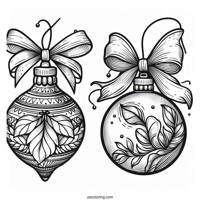 Christmas Ornaments Coloring Page Of Bulb Wrapped In Bow