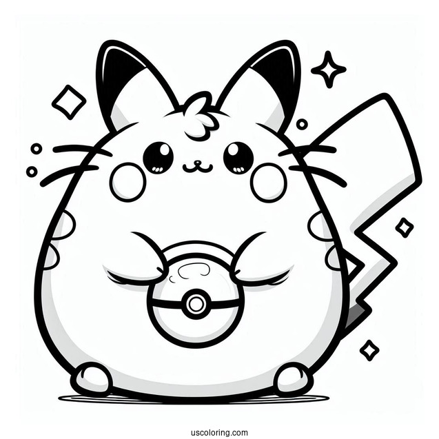 Pikachu Pusheen Pokemon Coloring Page