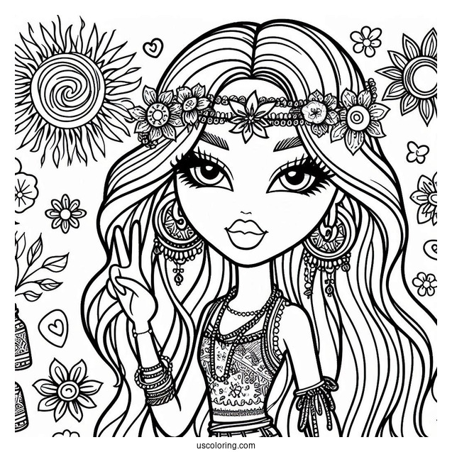 Hippie Yasmin Bratz Coloring In