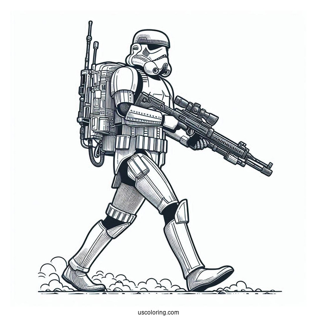 Stormtrooper Coloring Page Marching In Front Of AT-AT