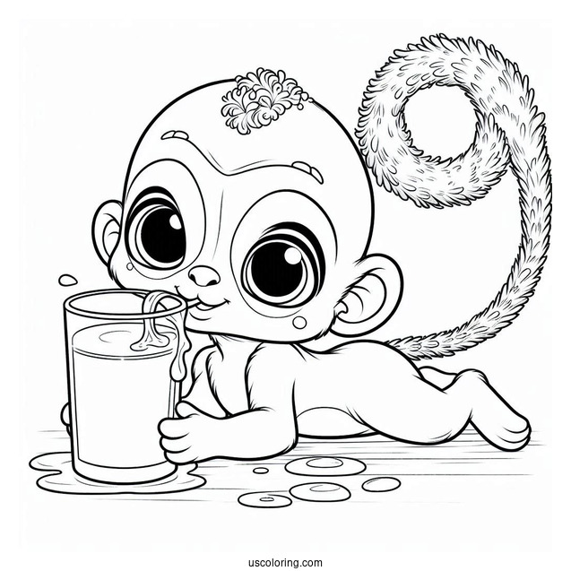 Baby Tails Coloring Page Drinking Milk
