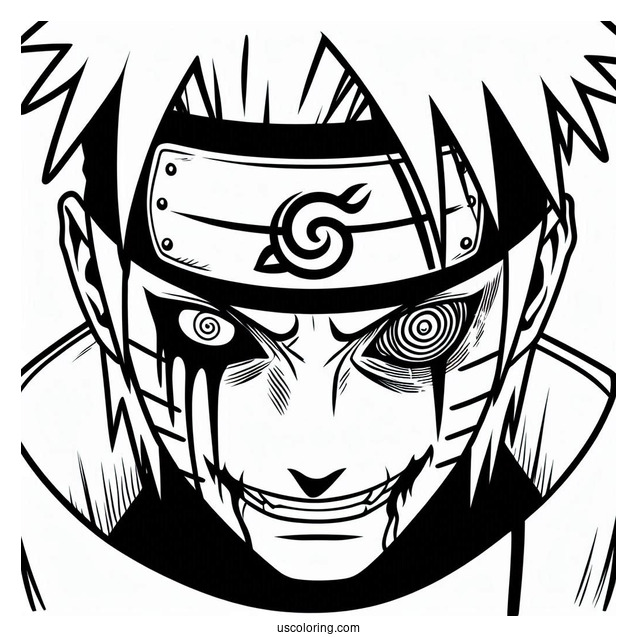 Naruto Coloring Page Of Villain Pain with Rinnegan Eyes