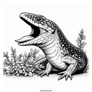 Blue Tongued Skink Lizard Coloring Page Hissing