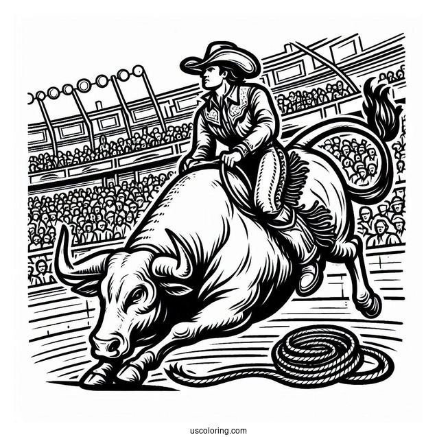 Coloring Sheet Of Rodeo In Stadium