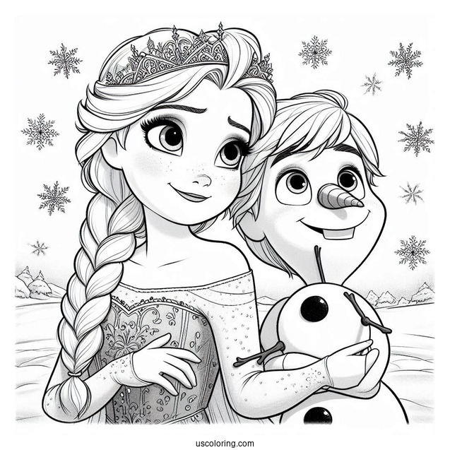 Young Elsa And Olaf In The Snow