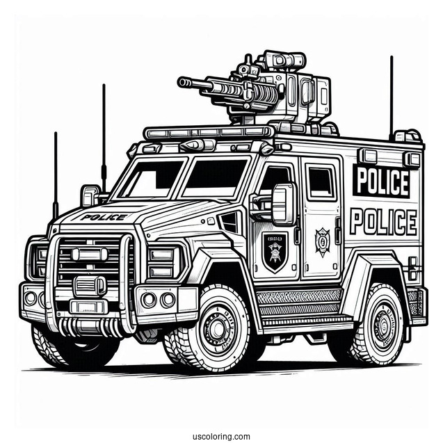 Armored Swat Police Car Coloring Page
