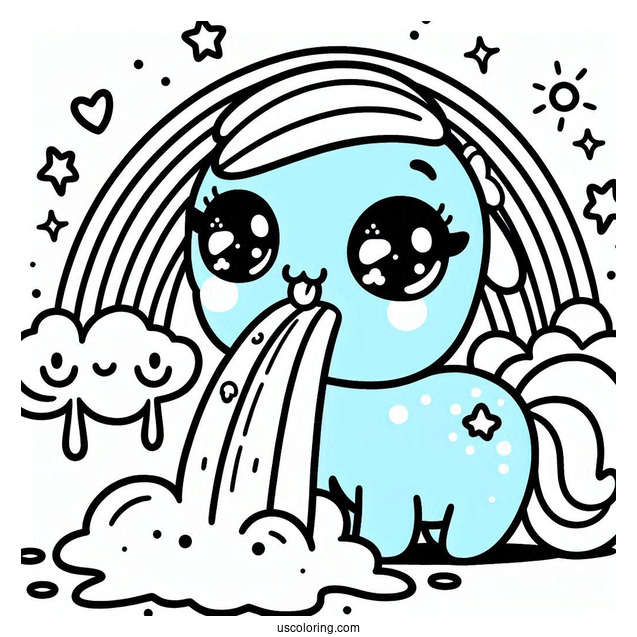 Blue Rainbow Friends Coloring Page With Drool