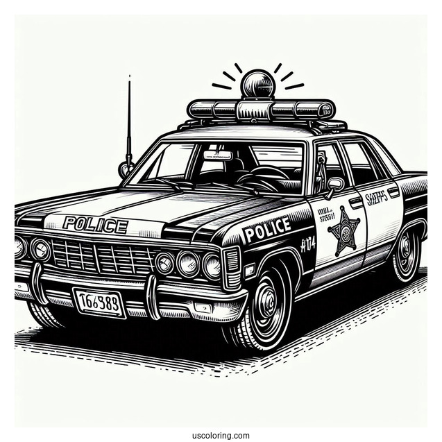 Old School Police Sheriffs Car To Color