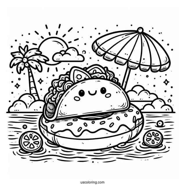 Taco On A Donut Float At The Beach