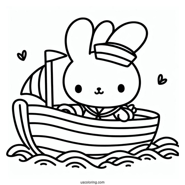 Sailor Miffy Coloring Page On A Boat