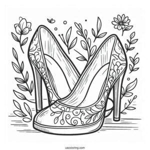 A Pair Of High Heels Coloring In For Preschoolers
