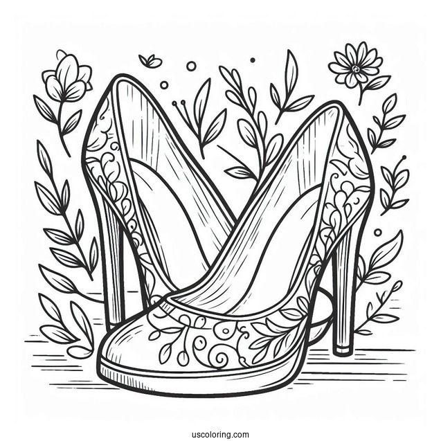 A Pair Of High Heels Coloring In For Preschoolers