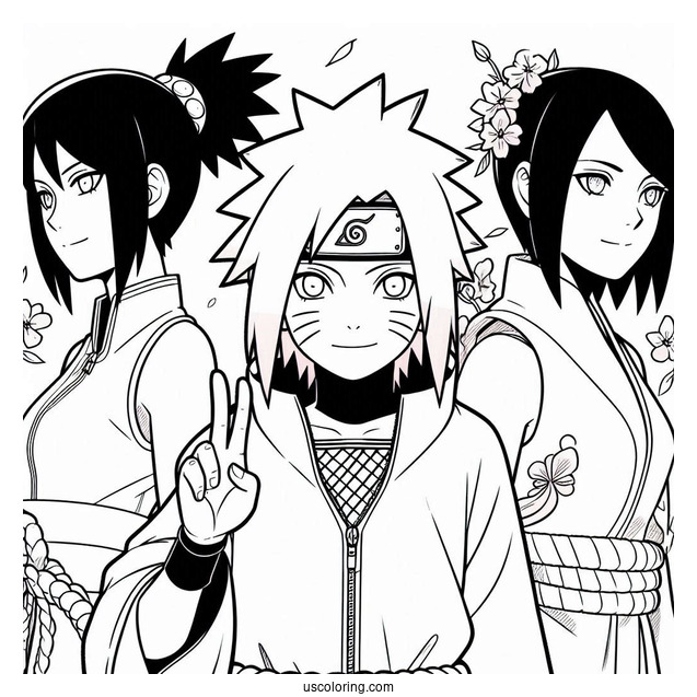 Sasuke Coloring Page With Sakura And Sarada In Boruto