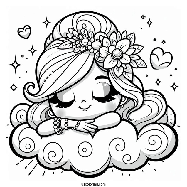 Cute Shimmer And Shine Coloring Page Resting On A Cloud For Preschoolers