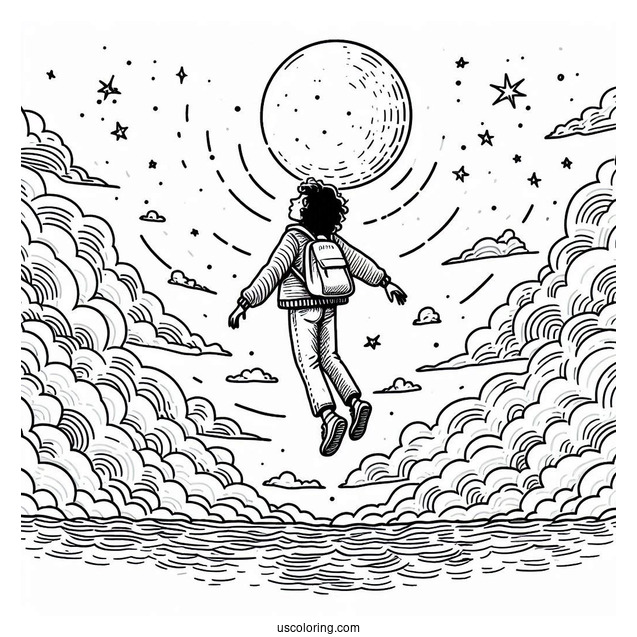 Max Floating In The Sky Coloring Page