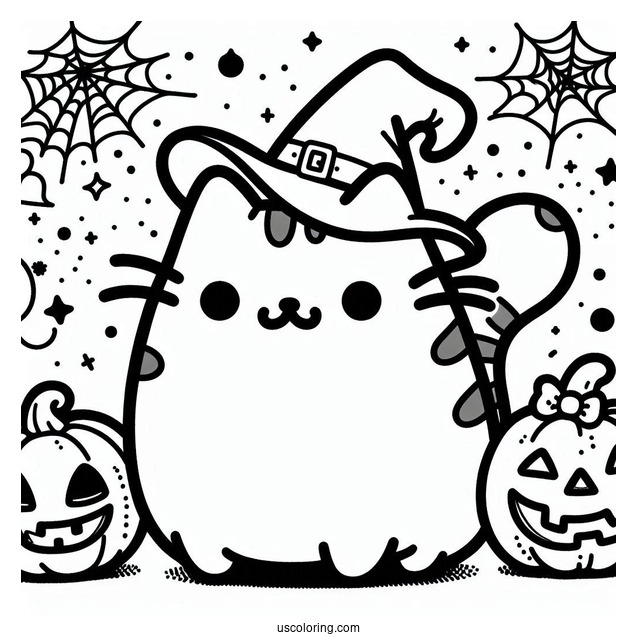 Halloween Themed Pusheen To Color
