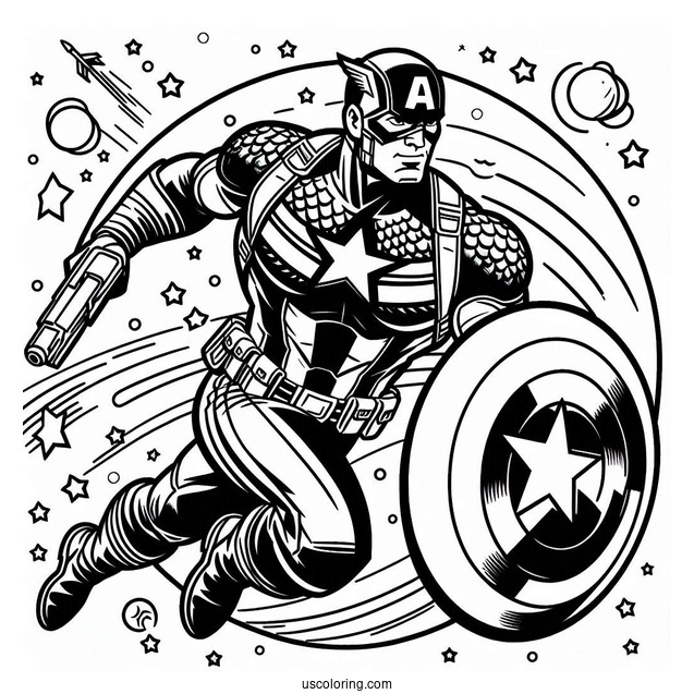Captain America Superhero Coloring Sheet For Kids