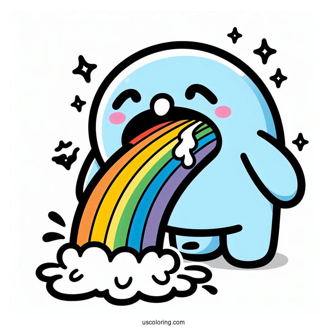 Blue Rainbow Friends Coloring Page Vomiting Rainbow