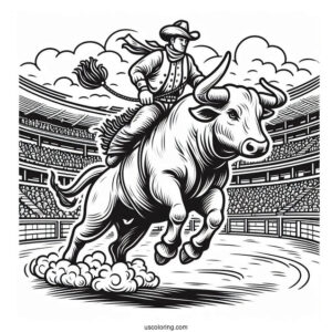 Coloring Sheet Of Rodeo In Stadium