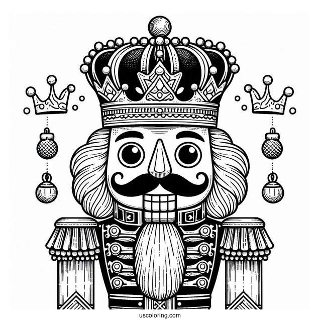 Detailed Nutcracker Coloring Page Wearing A Crown