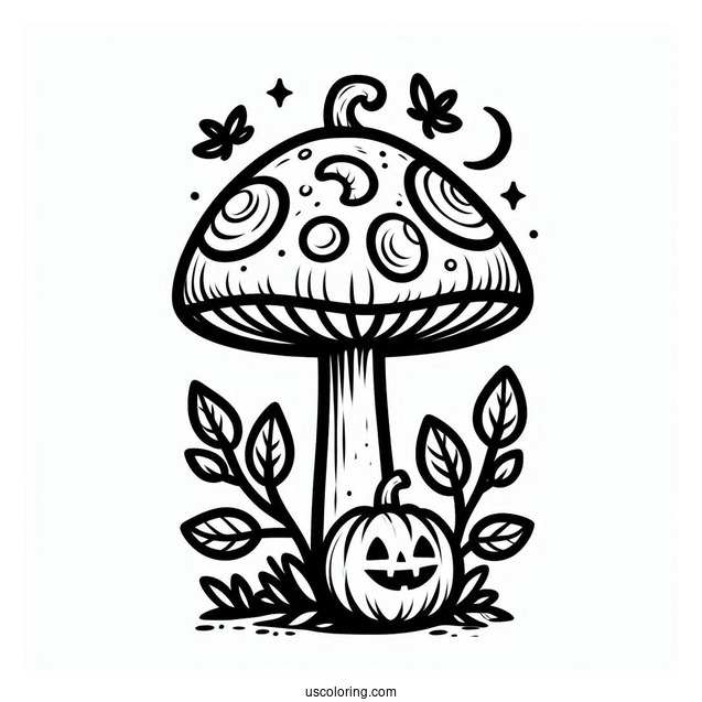 Jack O Lantern Mushroom Coloring Page